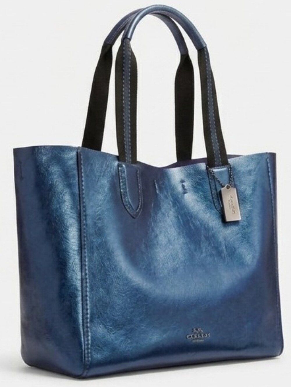 Coach 2017 Large Hologram Derby Tote Metallic Blue